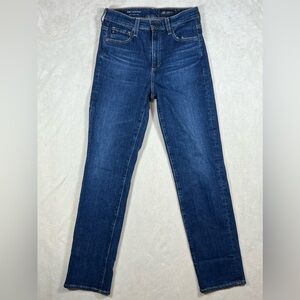AG Adriano Goldschmied Size 4 SAIGE High Rise Straight Dark Blue Jeans